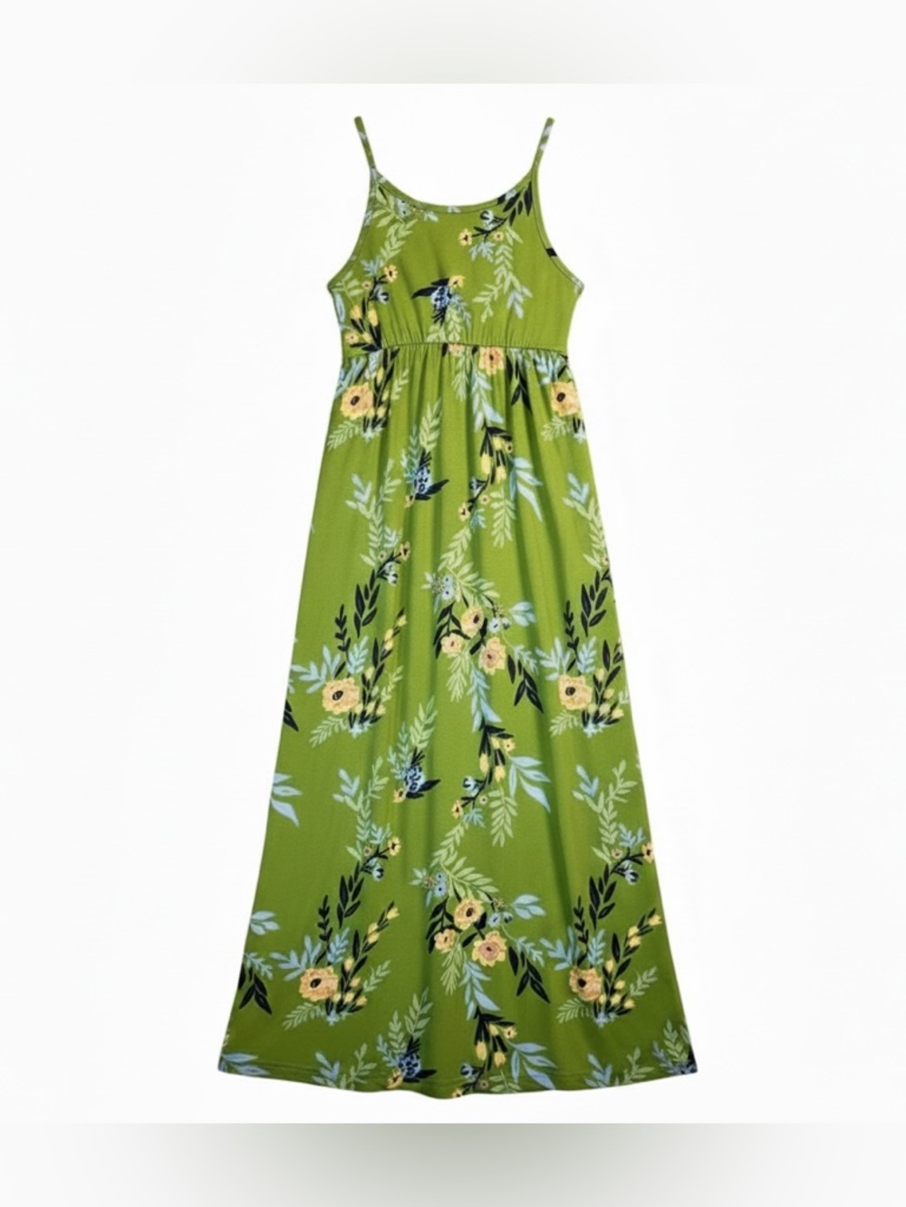 Girls' Green Floral Maxi Sundress